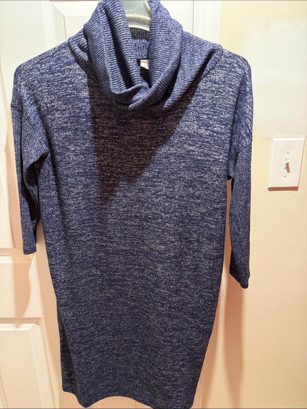 GAP Heathered Navy Cowl Neck Midi Sweater Dress